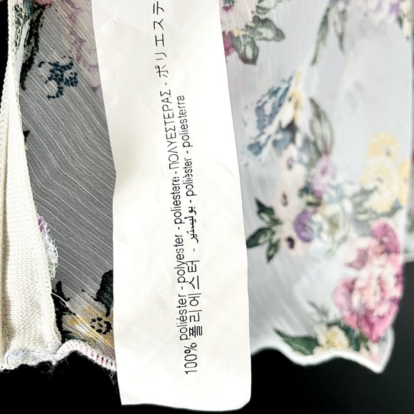 Zara floral cropped guipure top / blouse with long sleeves - Picture 4 of 5